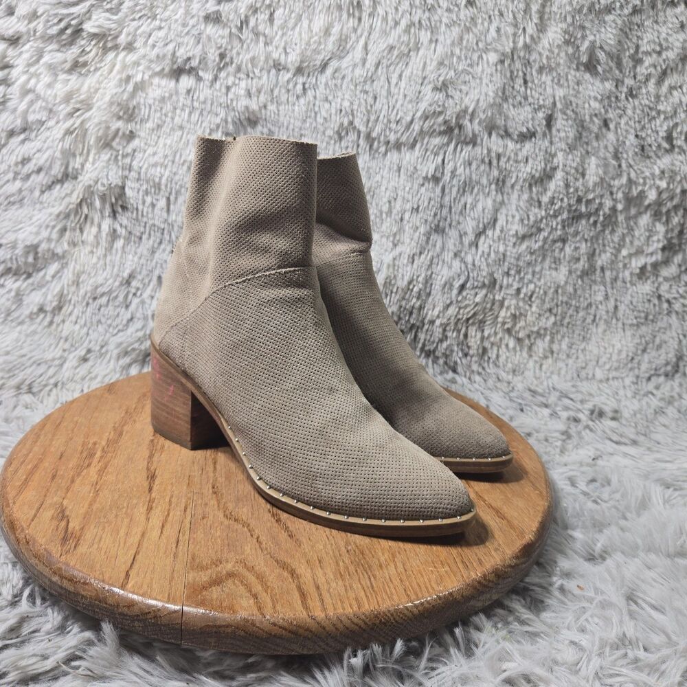 Michael Shannon Lesley Womens Tan Beige Leather Zip Ankle Bootie Heels Size 8M